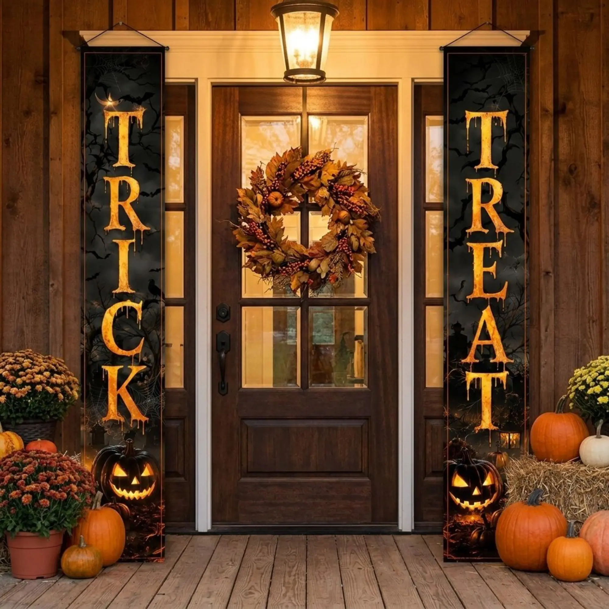 Autumn Front Door Banner Set, Vertical Porch Hanging Sign, Seasonal Welcome Entryway Decor for Home