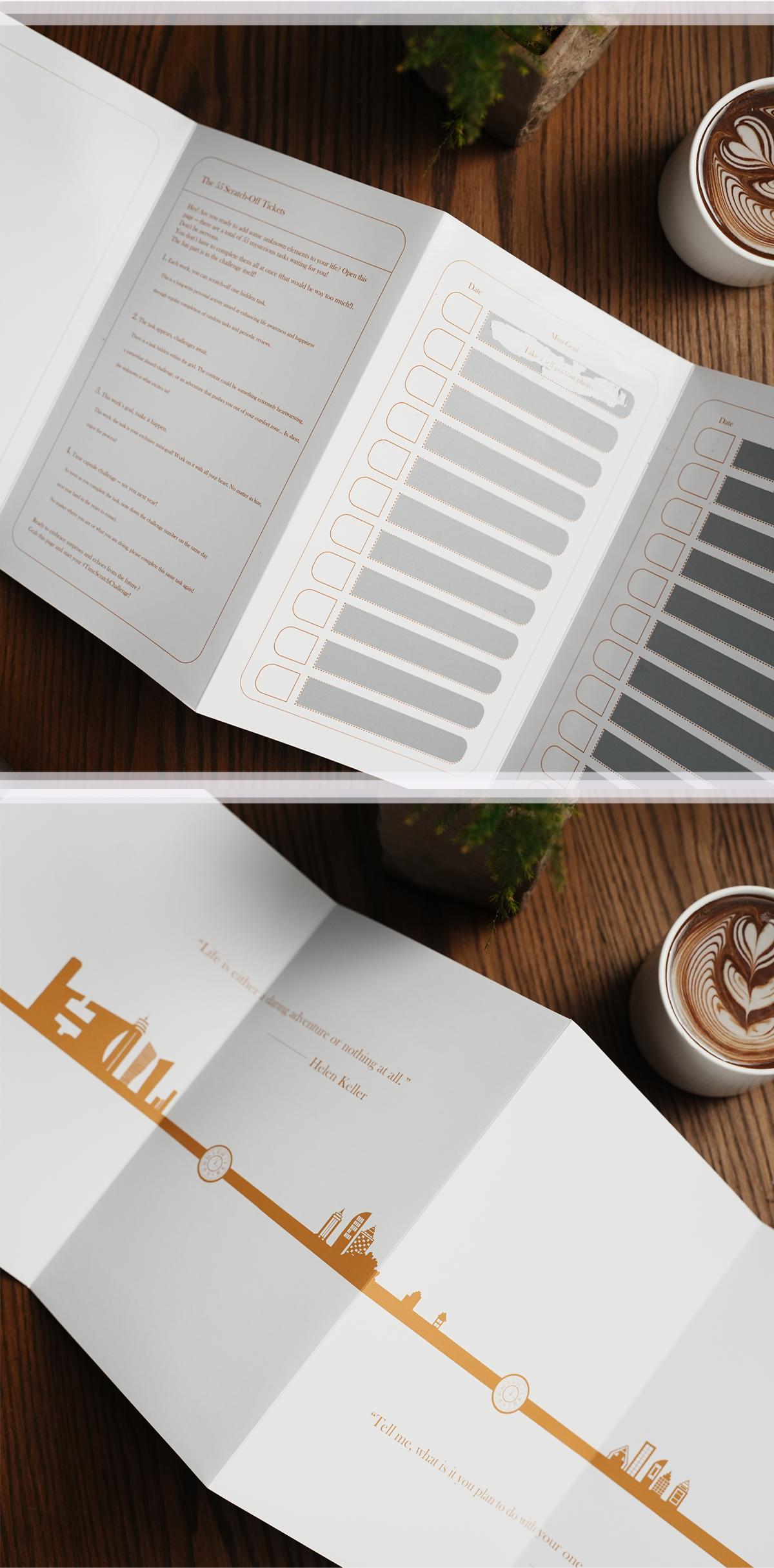 Echo Diary Guided Reflection Journal GTD Planner Hardcover Memory Book Smyth Sewn Lay Flat Notebook with Oxford Paper Scratch Off Weekly Challenges Moire Gift Box Self Growth Journal Daily Writing Diary Time Capsule Journal for Women and Men