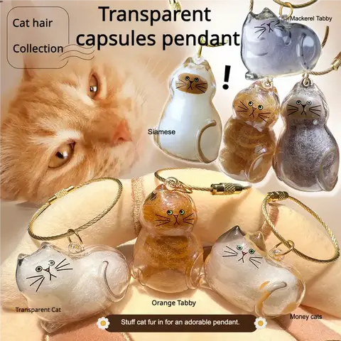 Meowmory Fur Memory Capsule Keychain - Kawaii Cute Animal Aesthetic Commemorative Corgi Fur Accessory, Casual Portable Lightweight Clip-On for Keys/Backpacks, Keychains for Women Cat Owner Essential