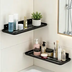 Wall Mounted Floating Shelf, Self Adhesive Shelf, No Drill Adhesive Wall Shelf, Floating Shelves Damage-Free Expand Walls Space for Living Room Kitchen Bathroom