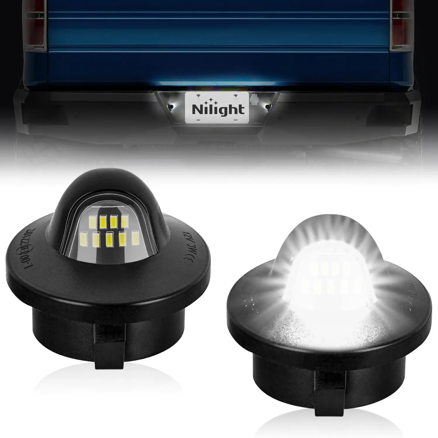 Nilight 2PCS License Plate Lights for 1990-2011 2012 2013 2014 Ford F150 | Compatible with 1999-2016 Ford F250 F350 F450 F550 Super Duty 1983-2011 Ford Ranger with Black housing 6000K White
