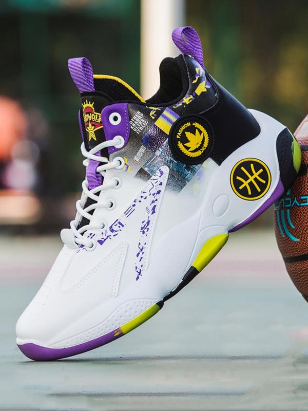 Men's Basketball Shoes, Casual Sporty High Top Lace Up Non-slip Running Shoes, Fashionable Sneakers for Daily Wear