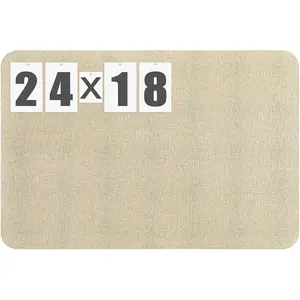 24"x 18" Linen Fabric Bulletin Board Pinboard for Walls Display Frameless Pinboard Display Notice Memory Board for Office Walls  Kitchen Easy to Install(Brown)