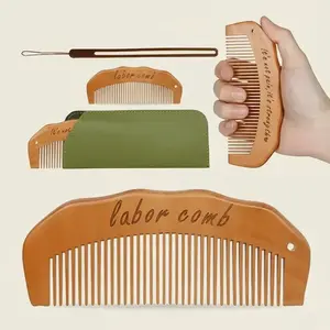 Wooden Pregnancy Comb Gift Set, Essential Maternity Must-Have Wave Comb, Birth Comb for Labor, for Expectant Mothers, Perfect Mom Gift, Hair Care Comb