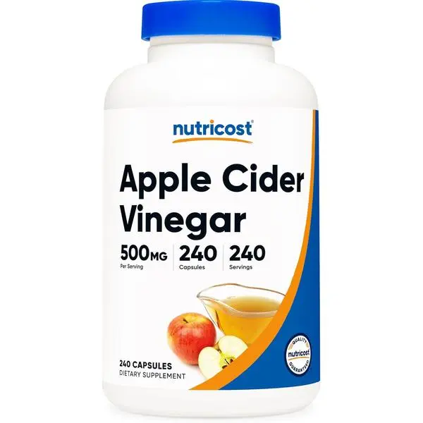 Nutricost Apple Cider Vinegar Capsules 500mg, 240 Vegetarian Capsules - Natural, Vegetarian, GMP, Non-GMO and Gluten Free