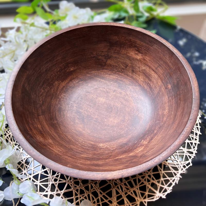 Wooden Salad Bowl And Servers Set, Large Wood Fruit Bowl, Housewarming Gift, Serving Bowl, Hosting Decor, Kitchen Table Centerpiece, Gift