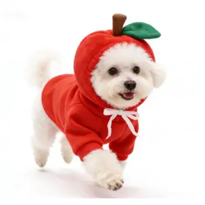 Cute Fruit Pattern Dog Hoodie - Winter Warm Fleece Pet Clothes, Christmas Gift cute rabbit design winter wear thick warm winter vest