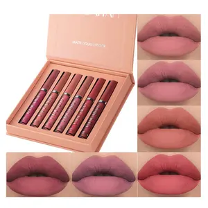 Long-Lasting Matte Lip Glaze Set, 6-Color Waterproof Lip Gloss, Moisturizing Transfer-Proof Lipstick Kit, All-Day Wear for Daily & Party Makeup, Vegan Cruelty-Free
