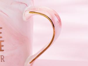 14oz Pink Ceramic Marble Gold Print Coffee Mug - Biching 2026 Graduation Gifts for Women, Valentines Spiritual Motivational Congrats Gifts, Lid-Included, Microwave Safe, Warm Beverages Cup, Nicely Boxed, Washable