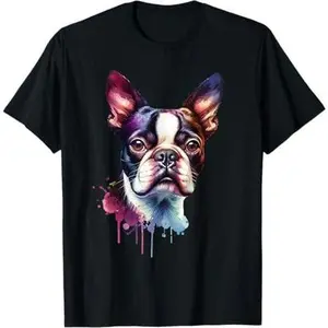Boston Terrier Dog Artwork T-Shirt