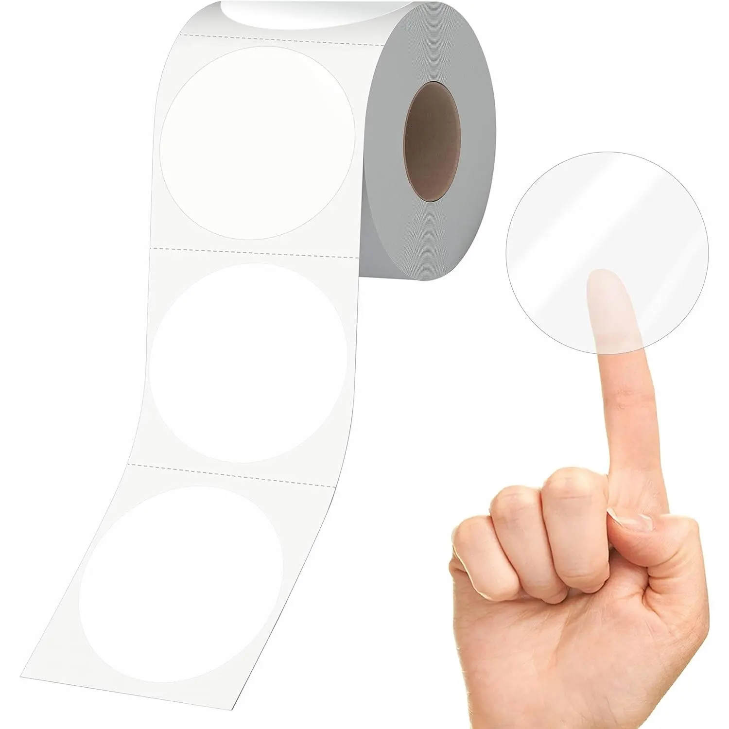 1500 count Round Clear Seal Stickers, Transparent Envelope Mail Wafer Seal Self Adhesive Package Circle Label Dots with Perforation Line for Envelopes, Boxes and  Packaging (2" in Diameter)