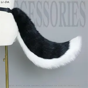 9 Colors Furry Animal Dog Fox Wolf Tail Large Plush Dress Up Party Costume Cosplay Accessories Adjustable Belt Faux Fur Tail Masks