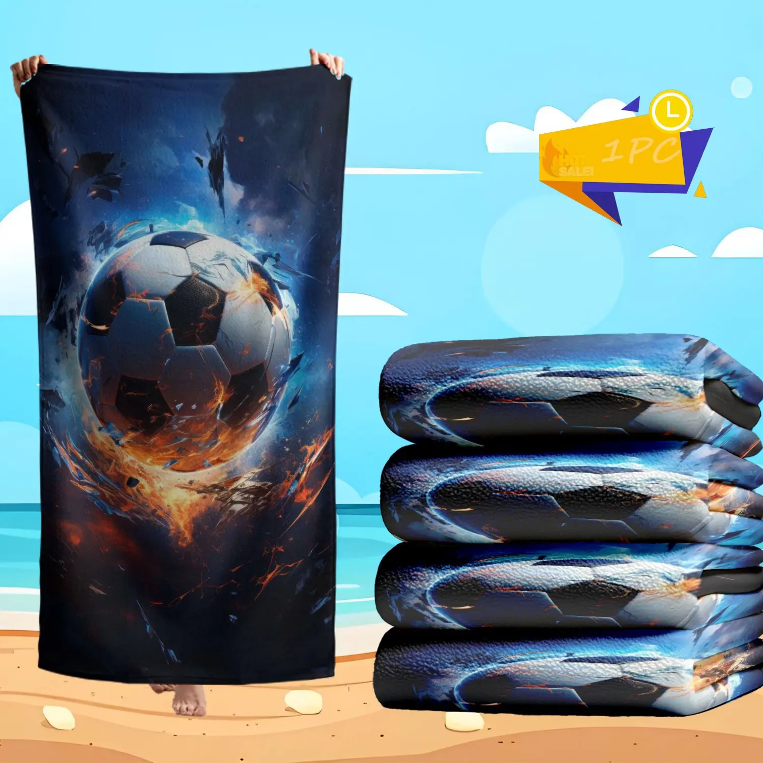 Football Style Quick Dry Beach Towel with Custom Name, Ultra Absorbent and Vibrant Print, Ideal for Swimming Surfing Yoga Travel, Quick Drying Towel, Super Absorbent Towel, Quick Dry Towels