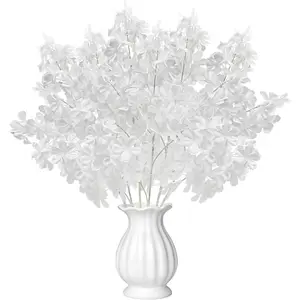 Artificial Cherry Blossom Branches 6PCS Artificial Flowers 33 Inch Fake Cherry Silk Flowers Tall Stems for Vase Wedding Garden Party Home Decor (White)