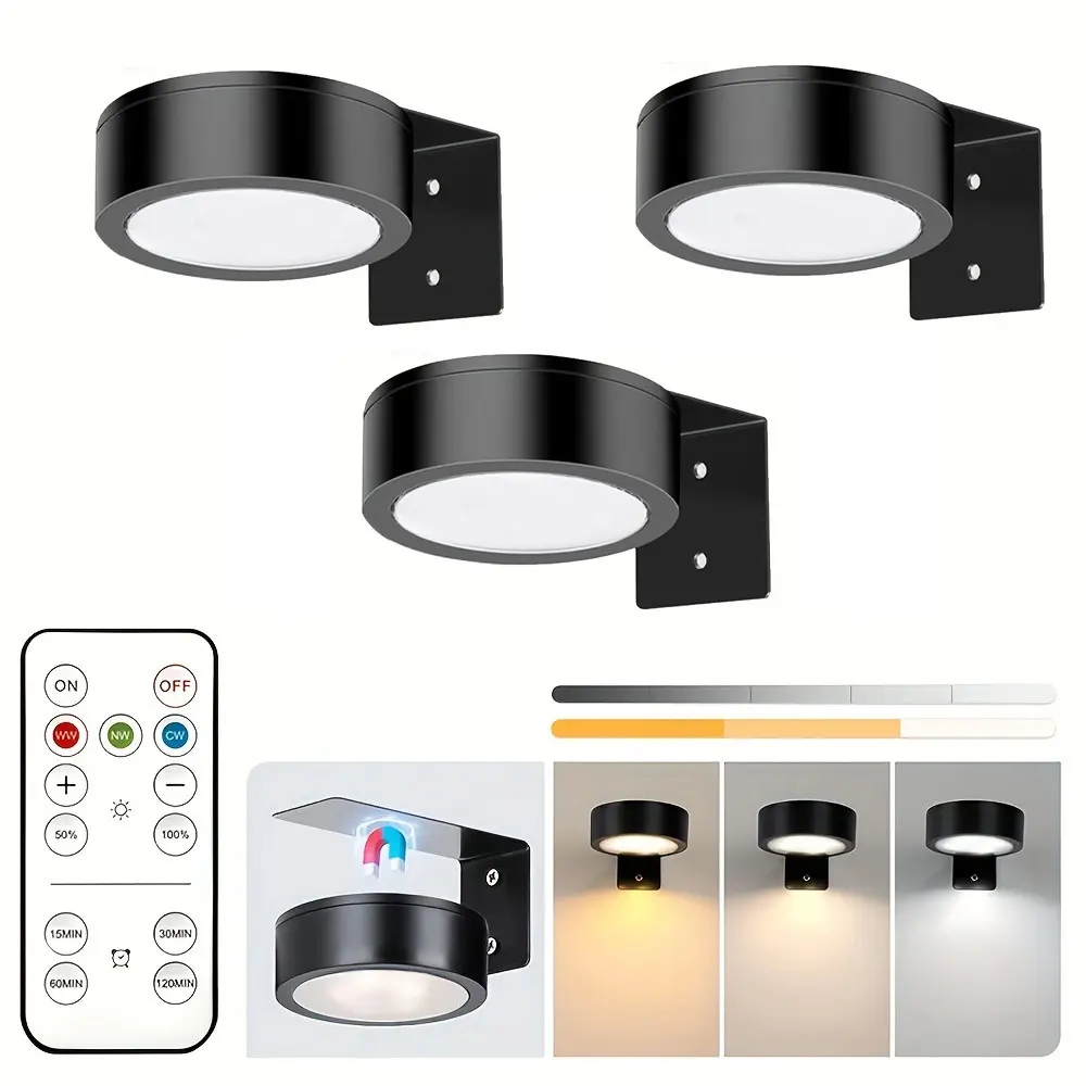 3/6/9 Piece Round LED Lighting Decorative Lights, Modern Mood Lighting, Home Decor Lighting, Indoor Decorative Light, Led Decoration Lamp, Decorative Lamps, Battery Powered (no Batteries Included), Remote Control, Dimmable, Timer, Wall Decoration
