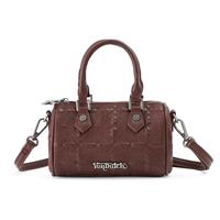 Embroidered Chopper Speedy Bag-Brown