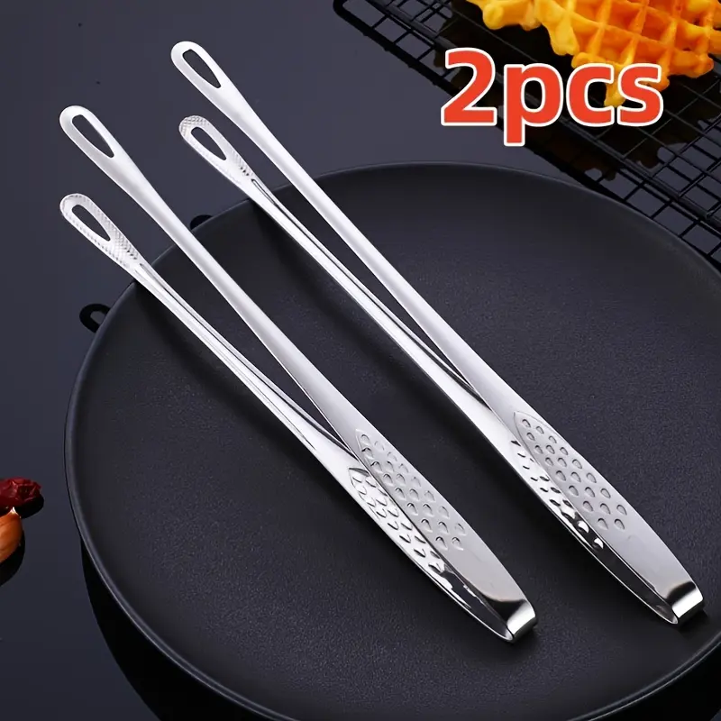 2 pieces of stainless steel barbecue tongs, heat-resistant and non-slip kitchen cookware, perfect for barbecue, camping, outdoor cooking accessories, Barbecue Utensils, Kitchenware