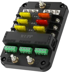 12V Fuse Block with Relay, Automotive 6 Circuits Fuse Box with Acc Interface, Universal Fuse Block and Relay Kit for Cars Trucks Marine Boat