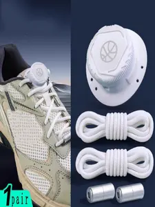 No Tie Lazy Shoelaces, Anti-Slip Round Thickened Shoe Laces with Rotating Buckle, Unisex Fixed Keeper for Men & Women