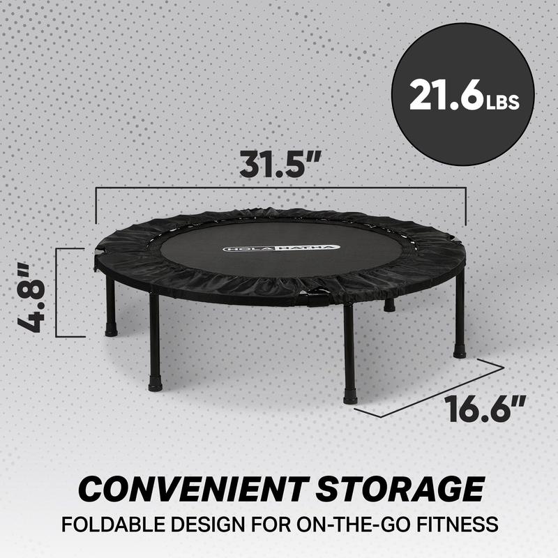 HolaHatha 40" Mini Trampoline Fitness Rebounder with Adjustable Handle, Black