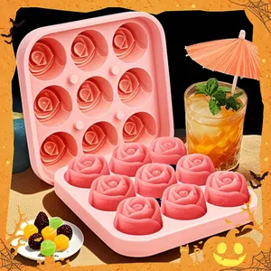 Food Grade Silicone Ice Cube Tray Rose Chocolate Mold Silicone Candy Molds Multi - functional Freezer Tray for Drinks Candies Pudding Party Supplies Baking Tools for Kitchen Enthusiasts