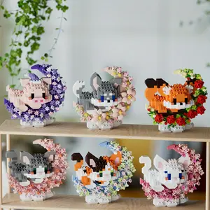 Moon Flowers and Small Animals Building Blocks Desktop Ornaments Holiday Gifts Christmas Halloween Gifts Birthday Gifts Ideas