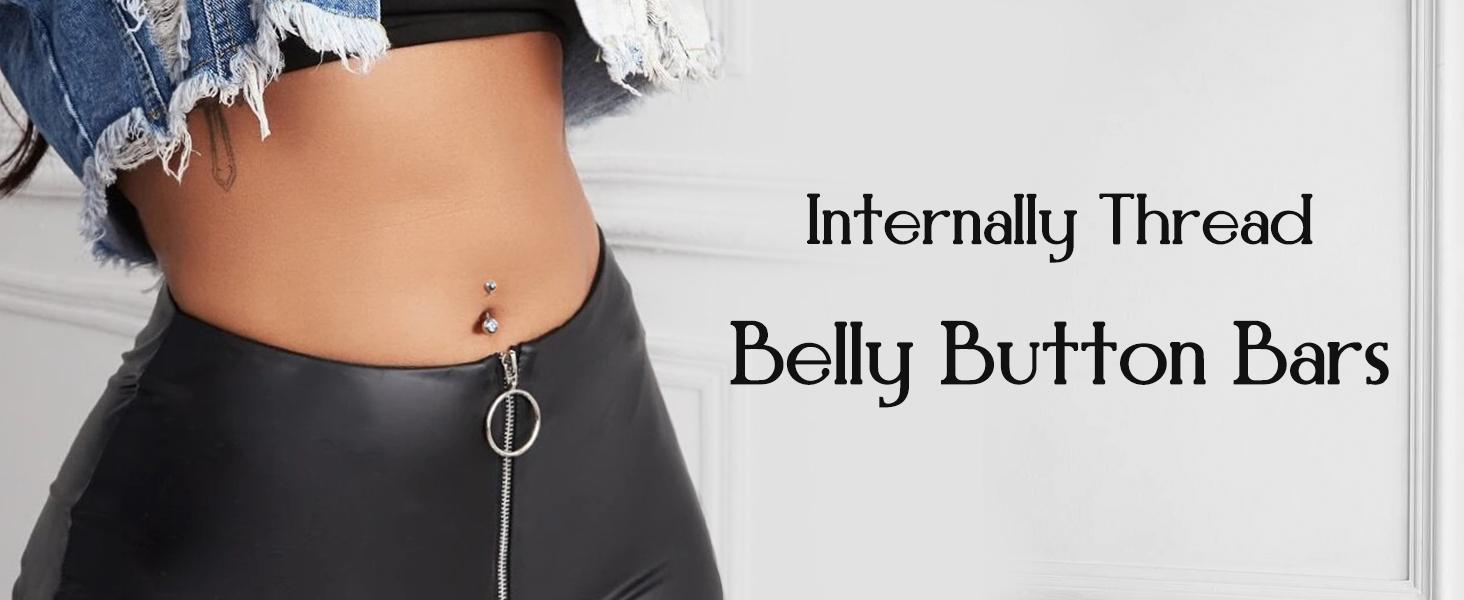Belly Button Rings Surgical Stee, Internally Threaded Belly Rings, 14G Belly Piercing Jewelry, Belly Button Rings, Navel Piercing Jewelry For Women Men