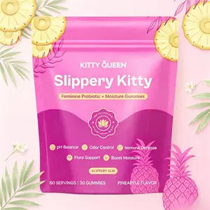 Daily Feminine Probiotic + Prebiotic Gummies, Pineapple Flavor, Slippery Elm for pH Balance, 60ct