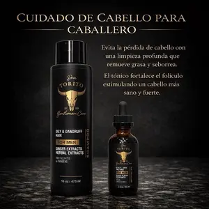 Don Torito Gentleman Hair Care for Men - Oily & Dandruff Shampoo with Ginger & Herbal Extracts - Fortifies Follicle for Stronger Hair