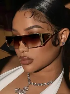 Women New Full Frame Irregularity Shaped Sunglasses Fashionable Popular Metal Glasses Multicolor Lenses Luxury Artsy Men Glasses