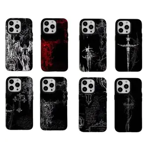 Luxury Dark Gothic Style Cross Design Phone Case for iPhone 17 16 15 14 13 12 11 Pro Air Plus ProMax and Samsung Galaxy S26 Plus Ultra S25 S24 S23 S22 anti drop and phone case