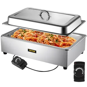 【Father's Day】VEVOR Commercial Food Warmer, Full-Size 1 Pot Steam Table with Lid, 9.5 Quart Electric Soup Warmers, Grade Stainless Steel Bain Marie Buffet Equipment, Fits 21 x 13.2 Pan, 400W, for Restaurant, Sliver