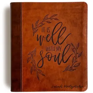 Personalized ESV Journaling Study Bible - Brown - Wreath Featuring "It is Well With My Soul" - Hand Lettered and Engraved