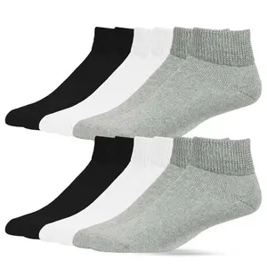 12 Pairs Cotton Quarter Diabetic Socks No Binding Neuropathy Cushion Socks Non-Binding Circulatory Sock Unisex Men Women Comfort Menswear Underwear