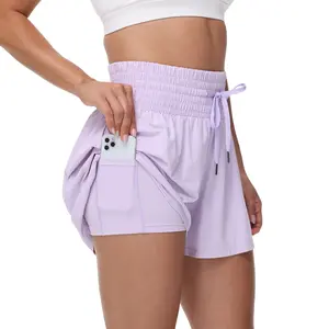Flowy Athletic Shorts for Women Workout Running Gym Yoga Sport Short Pants Sweat Tennis Skirt Skort High Waisted with Pockets Biker Spandex Cute Comfy Lounge Trendy Clothes Casual Summer