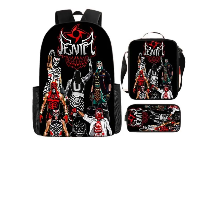 1/2/3pcs Trendy Wrestler Backpack Set Large Capacity Lightweight Durable Backpack Pencil Case Crossbody Bag Cool Street Style Personalized Backpack Suitable for Outings Daily Commute Office Essentials Perfect Gift for Holidays/Birthdays Uses High-De