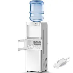 Kismile Water Cooler Dispenser with Ice Maker for 2, 3 or 5 Gallon Bottles, 33Lbs Daily Ice Making, Child Safety Lock and Energy-Saving Design for Home and Office (Black) Drink Mixer Kitchen Appliances