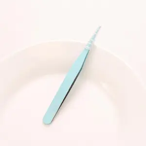 Stainless Steel Precision Tweezers, Colored Scrapbook Tweezers with Straight and Elbow Tips, Pink/blue/purple/white/black