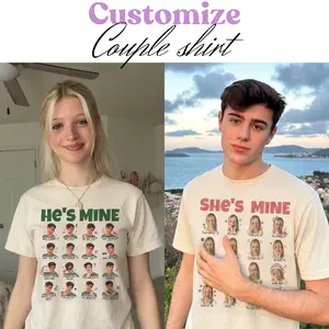 Custom Couple Photo Shirt Personalized 9-12-16 FaceStickers Romantic Gift for Boyfriend Girlfriend T-Shirt