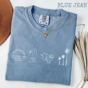 Comfort Colors Surfer Ocean 90s Vintage Style Tshirt, Retro Sea Shell Beach Shirt, Summer Surfer Top, Ocean Lover Gift, Surfer Unisex Tee