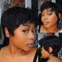 Straight Natural Black, Classic Pixie