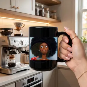 Funny Disgusted Doll Face Mug - Afro Black Girl Meme Coffee Cup - Sarcastic Office Gift for Her - Unhinged Reaction Mug - Melanin Magic Art