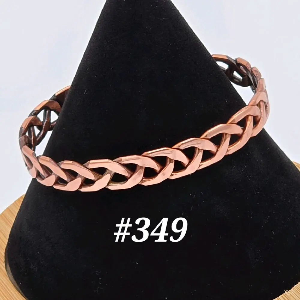 #349 Pure Copper 5 9/16" x 5/16" Hand-Woven Cuff Bracelet Handmade Artisan Jewelry Unisex Open Cuff Design Comfortable Everyday Wear
