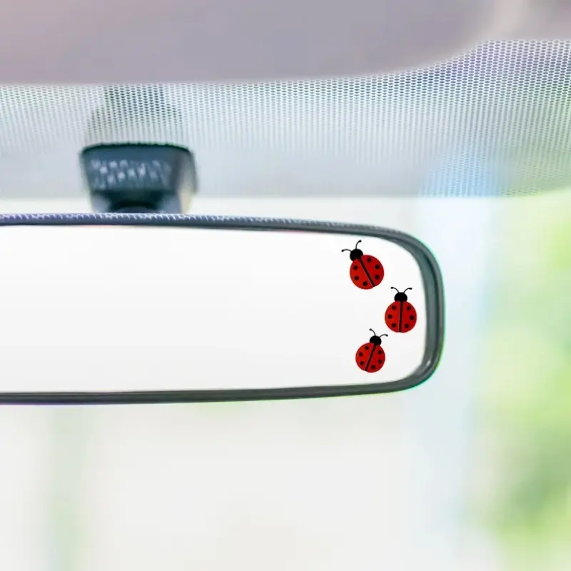 Cute Ladybug Stickers Waterproof Vinyl Decals Ladybug Car Stickers Rearview Mirror Decor Fun Design High-Quality Durable Adhesive Gift For Her Vehicle Decor Vehicle Exterior Decoration Automotive Decoration Car Decorative Sticker