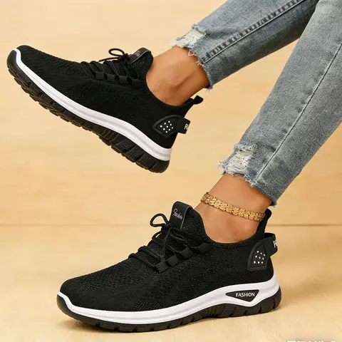 Women's Low-Top Slip-On Walking Fashion Casual Sports Sneakers - Breathable Lightweight Knit Polyester Upper, Soft Comfortable Shock Cushion, Durable Rubber Outsole, Training-Ready Grip, Round Toe for All Seasons All-Day Wear