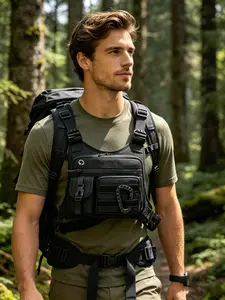 Lightweight Breathable Chest Vest Bag, Men's Outdoor Sling Pack for Hiking, Fishing, Cycling & Travel, Adjustable Multi-Compartment Organizer
