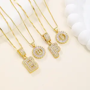 Full diamond necklace, gold necklace, 26-letter rock candy flower pendant, silver necklace, pendant necklace, women's necklace, women's jewelry, couple's gift