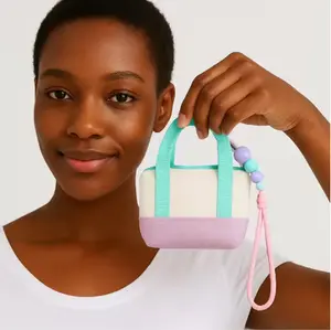 Cute Macaron Dopamine Keychain Bag Charm Multi-functional Mini Coin/Headphone/Lipstick/ID Card Pouch with Detachable Buckle