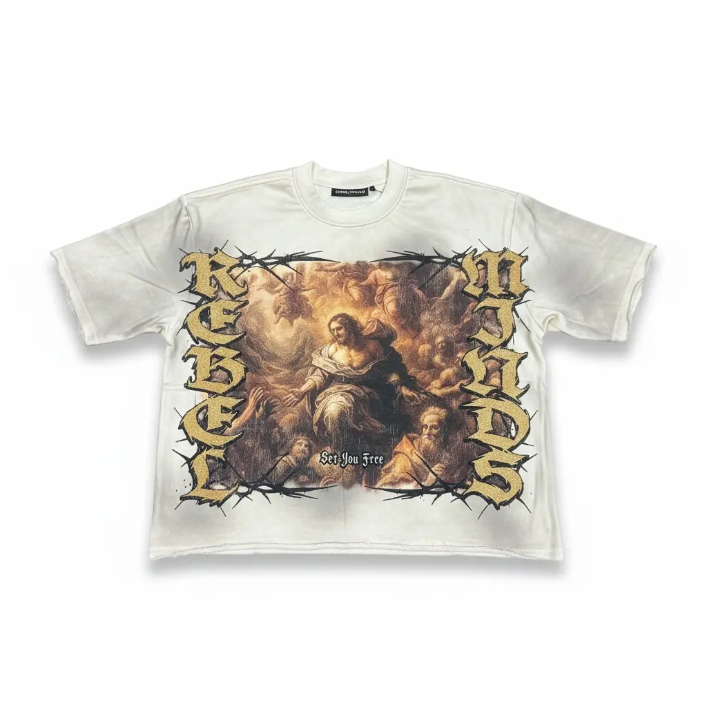 Rebel Minds 'Set You Free' Cropped T-Shirt (Cream) 610-11160