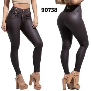 W90-738 Colombian Jeans Leather effect  Color Brown